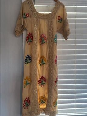 Cream Embroidered dress